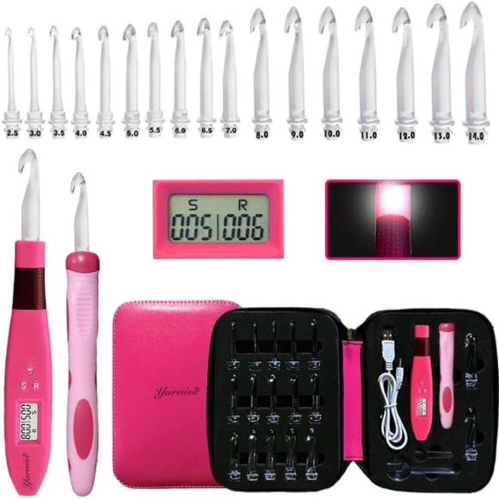New 17 Size Counting Crochet Hooks Set, Light Up Crochet Hooks for Stitch